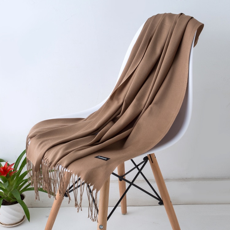 Écharpe en Cachemire Beige Foncé 13