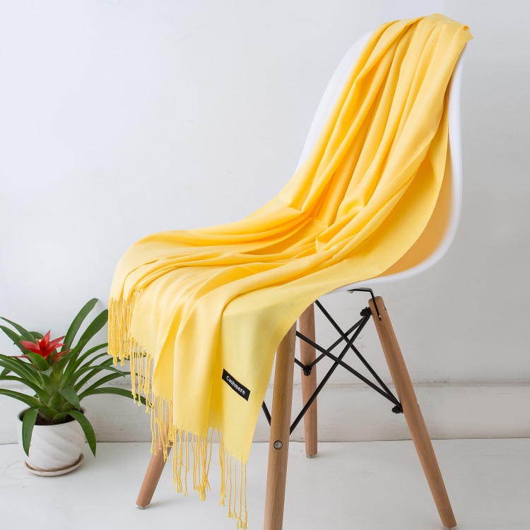 Écharpe en Cachemire Jaune 36